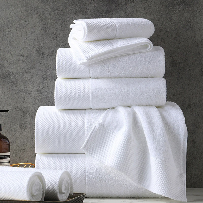 Diamant Weave Dobby Border Combed Cotton Plain Terry Hotel handdoek set