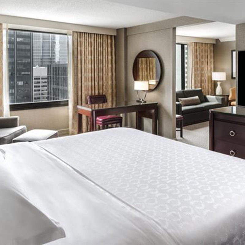 Wit 300 draadtelling Pure katoen Sateen Jacquard Hotel -lakens Sets